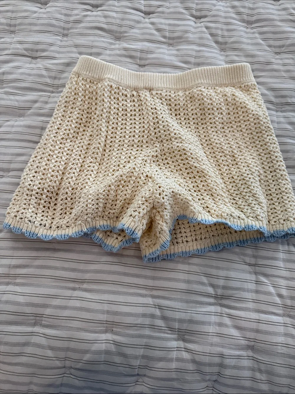 Zara Cream Crochet Tank and Shorts Set with Pastel Trim